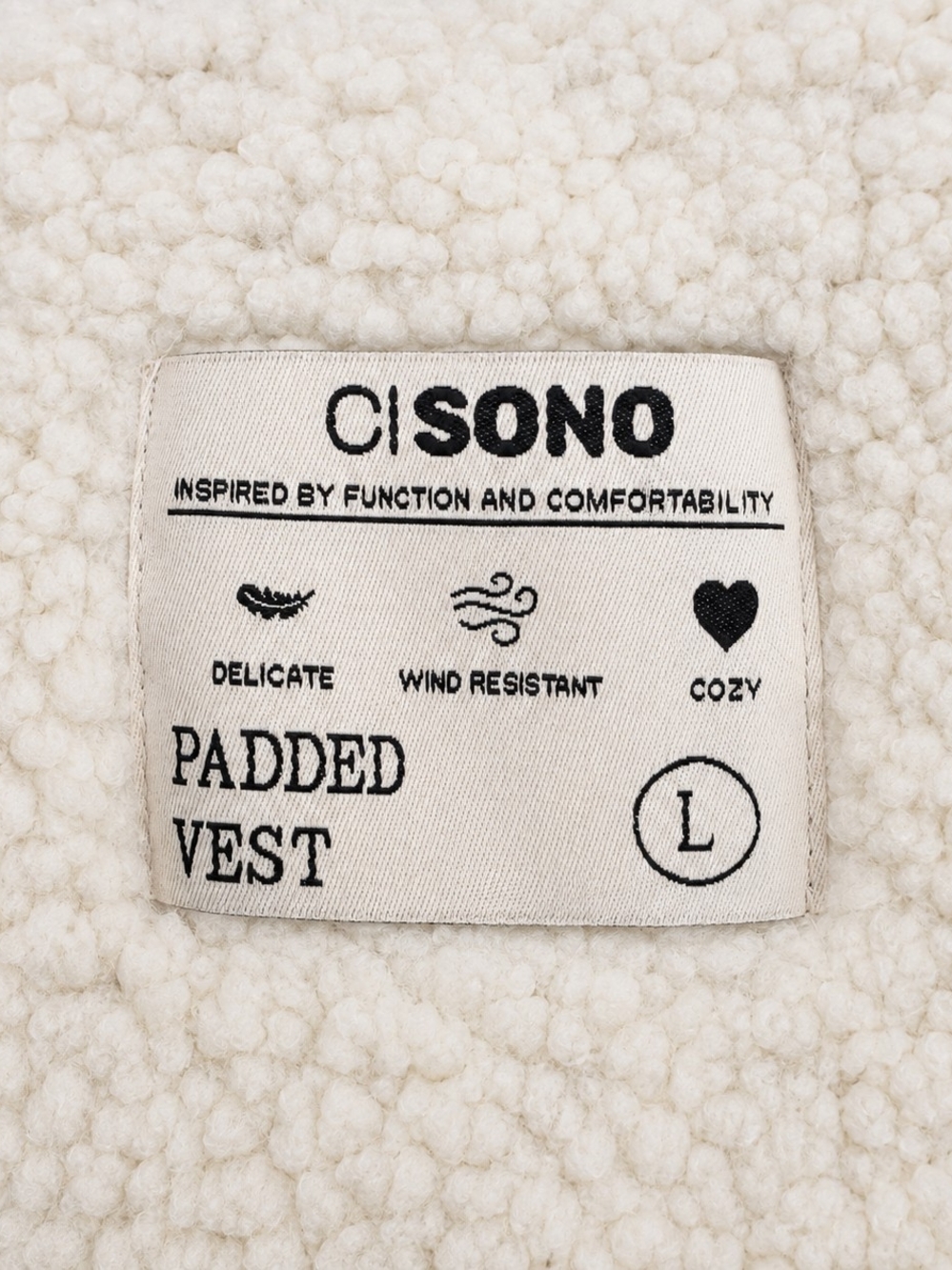 Ci Sono Cream Sherpa Padded Vest, size L - Picture 4 of 4